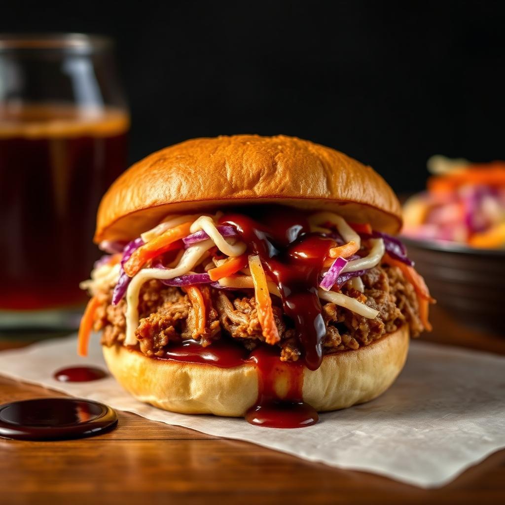 Pulled pork sandwich with slaw